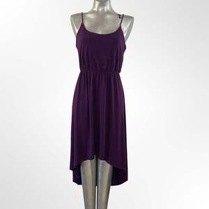 Color Thread Women's Purple Spaghetti Strap High-Low Casual Dress